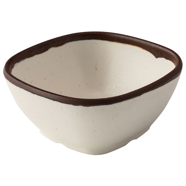 Yanco NA-505 Nature Art White & Brown Melamine Square Soup Bowl, 10 oz (48/Case)