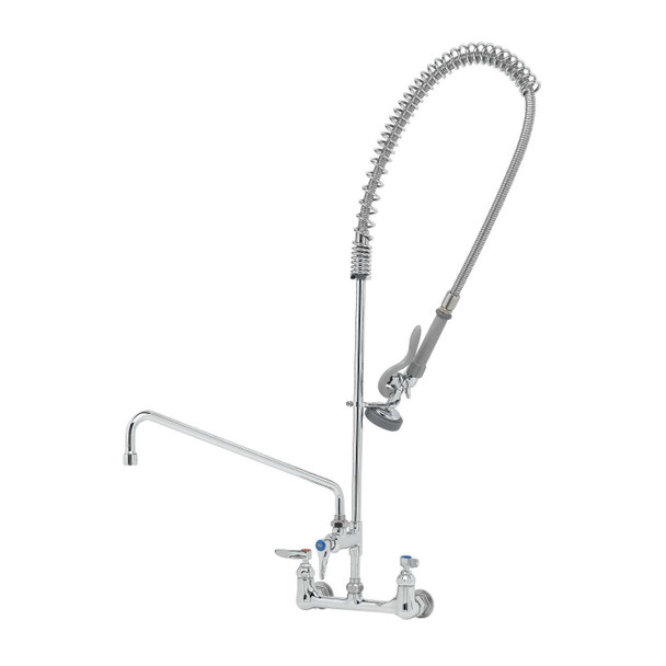 T&S B-0133-ADF16-B EasyInstall Pre-Rinse Unit: 8" Wall Mount, Add-On Faucet, 16" Swing Nozzle, Wall Bracket
