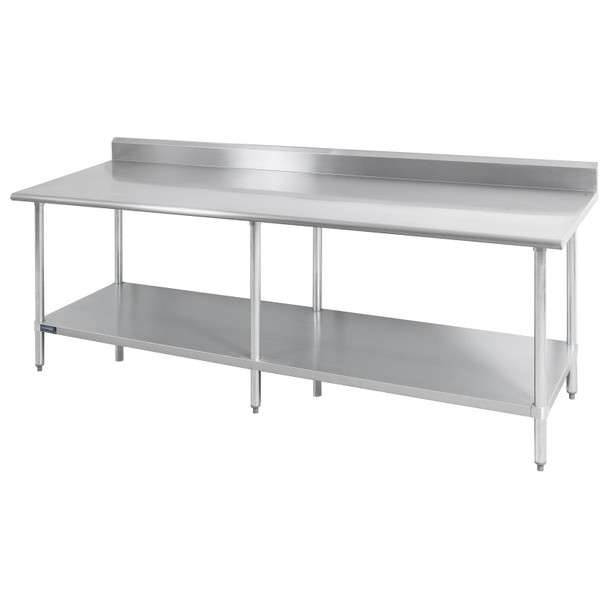 Sapphire SMTB-30108S Work Table, 30"x108"x35-1/2", All Stainless Steel, 4" Backsplash