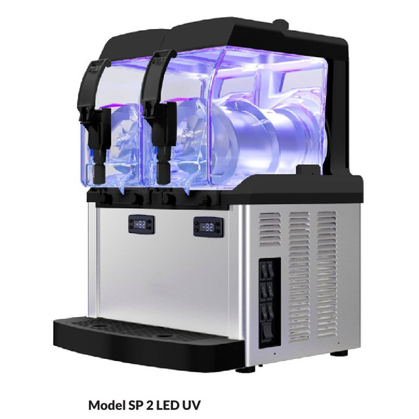 Crathco SP 2 LED UV Frozen Granita & Cold Cream Dispenser, (2) 1.3 Gallon Bowl
