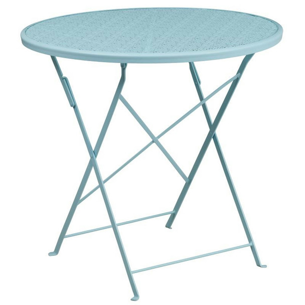 Flash Furniture CO-4-SKY-GG Folding Patio Table, 30" dia. x 28"H, Sky Blue