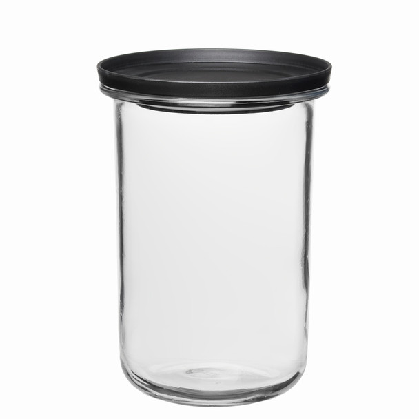 Anchor Hocking 13867 Goode Sundry Jar, 1 gallon, with black lid, glass clear