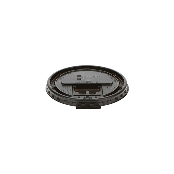 Pactiv DFL124TBBR Hot Cup Black Lids - 10-20 oz (1000/Case) Pactiv DFL124TBBR Hot Cup Black Lids - 10-20 oz (1000/Case)