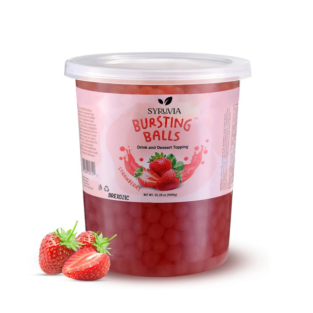 Syruvia Popping Boba Strawberry Flavored, 2 LB