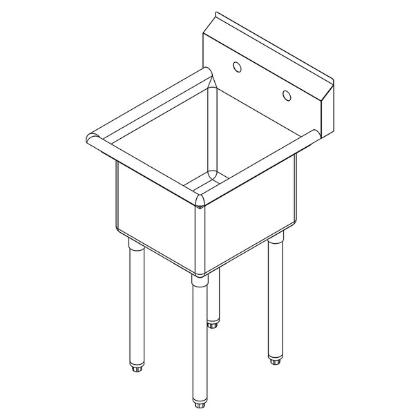 FALCON E1C-24X24-0E 1-Compartment Sink, 24"x24"x14"D Bowl, NO Drainboard FALCON E1C-24X24-0E 1-Compartment Sink, 24"x24"x14"D Bowl, NO Drainboard