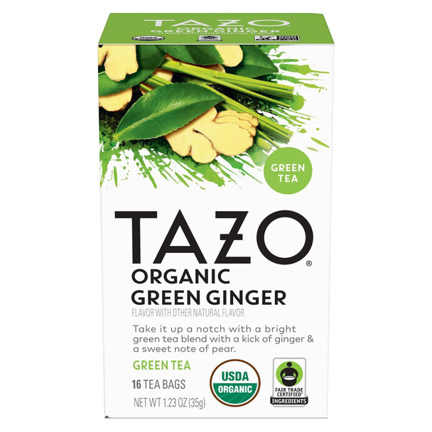 Tazo Tea Bag Organic Green Ginger, 16 Count