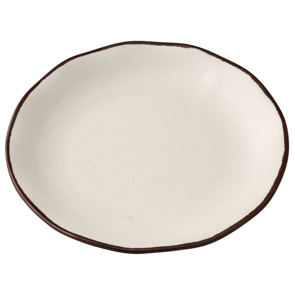 Yanco NA-110 Nature Art White & Brown Melamine Dinner Plate, 10" Round