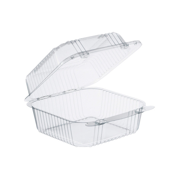 Dart C57PST1 Clear Hinged Container 6" x 6" x 3", 1 Compartment (500/Case)