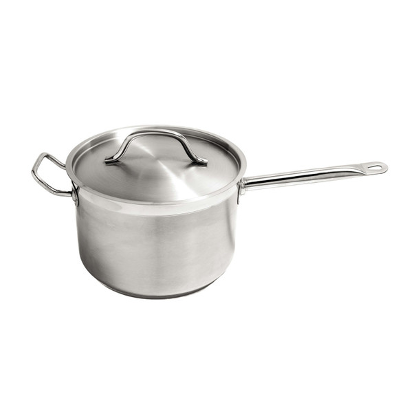 CAC S3AP-10H Saucepan, 10 Qt, w/Lid & Helper Handle, S/S, Induction Ready