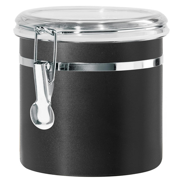 Oggi 5302.3 Airtight Stainless Steel Black Canister, 5" x 4.75", 36 oz.
