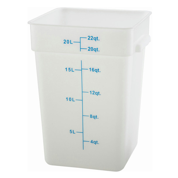 Winco PTSC-22 Storage Container, 22 qt, Square, Translucent, Polypropylene