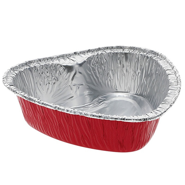 Pactiv 6055-30DR Aluminum Pan - Red Heart Shapped - Small
