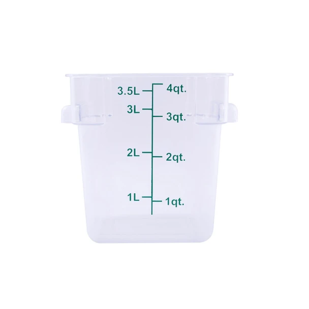 CAC FS1P-SQ4C Food Storage Container, 4 QT, Square, Clear, Polycarbonate