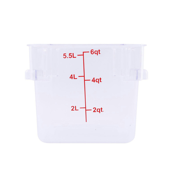 CAC FS1P-SQ6C Food Storage Container, 6 QT, Square, Clear, Polycarbonate
