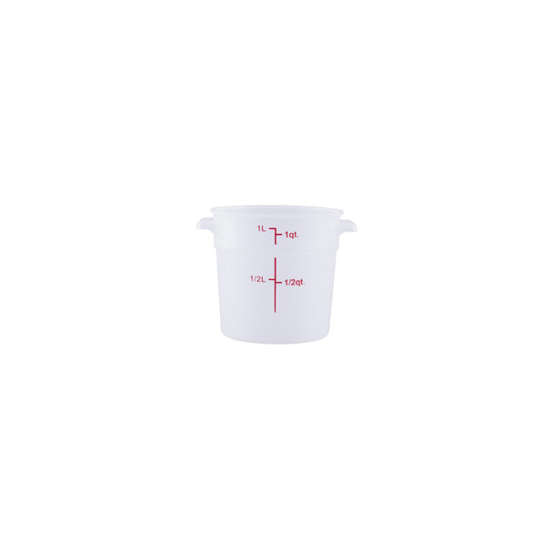 CAC FS2P-1T Food Storage Container, 1 QT, Round, Translucent