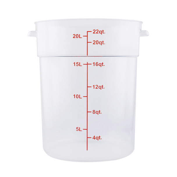 CAC FS2P-22T Food Storage Container, 22 QT, Round, Translucent