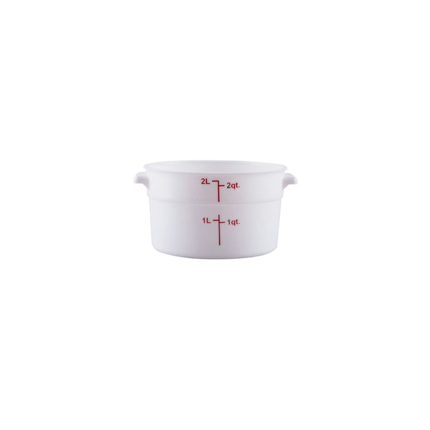 CAC FS3P-2W Food Storage Container, 2 QT, Round, White, Polypropylene