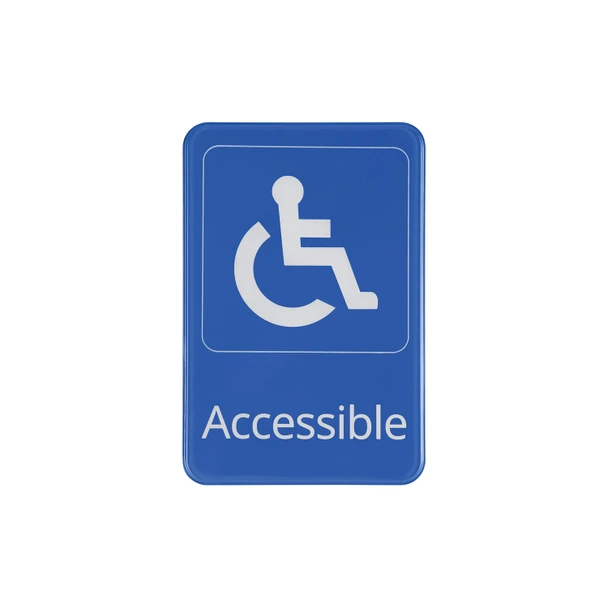 CAC SCE9-AC06 "Accessible" Sign, 6" x 9", Blue & White
