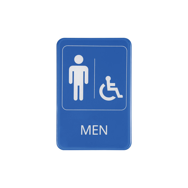 CAC SCE9-MN08 "Men-Accesible" Sign, 6" x 9", Blue & White