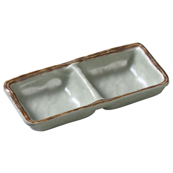YANCO YO-4031 Yoto Sauace Dish, 2-Compartments, 5oz. 6", Matte Green