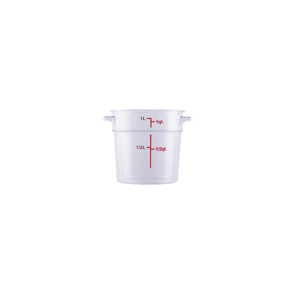 CAC FS1P-1C Food Storage Container, 1 QT, Round, Clear, Polycarbonate
