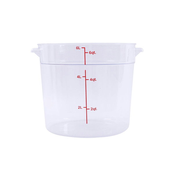CAC FS1P-6C Food Storage Container, 6 QT, Round, Clear, Polycarbonate