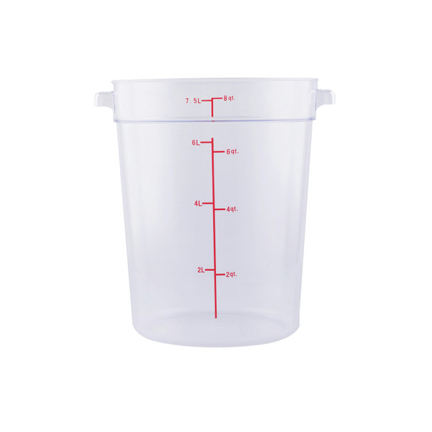 CAC FS1P-8C Food Storage Container, 8 QT, Round, Clear, Polycarbonate