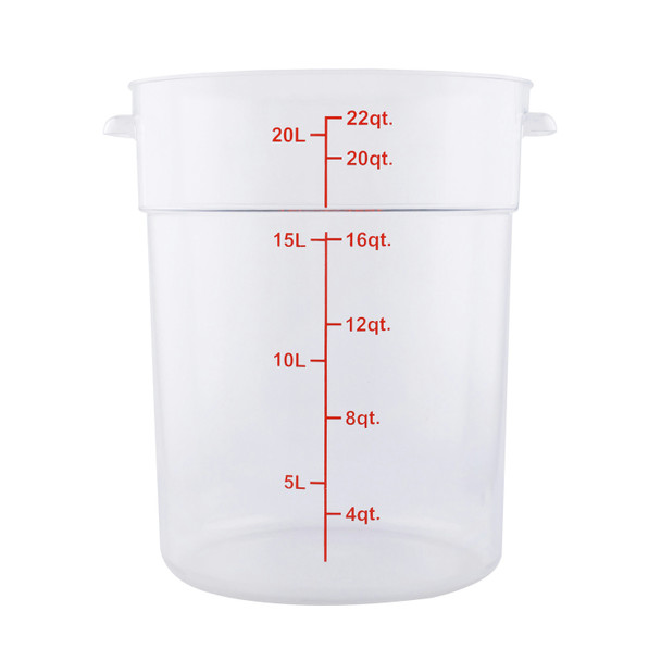 CAC FS1P-22C Food Storage Container, 22 QT, Round, Clear, Polycarbonate