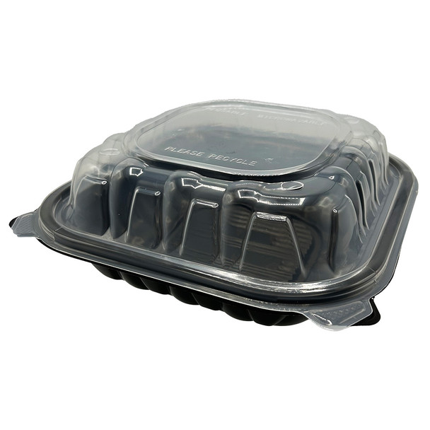 EMPRESS EHLPPBKCL-81 Black Bottom/Clear Lid Hinged Container, 8"x8" (180/Case)