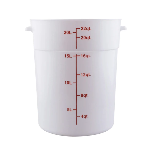 CAC FS3P-22W Food Storage Container, 22 QT, Round, White, Polypropylene