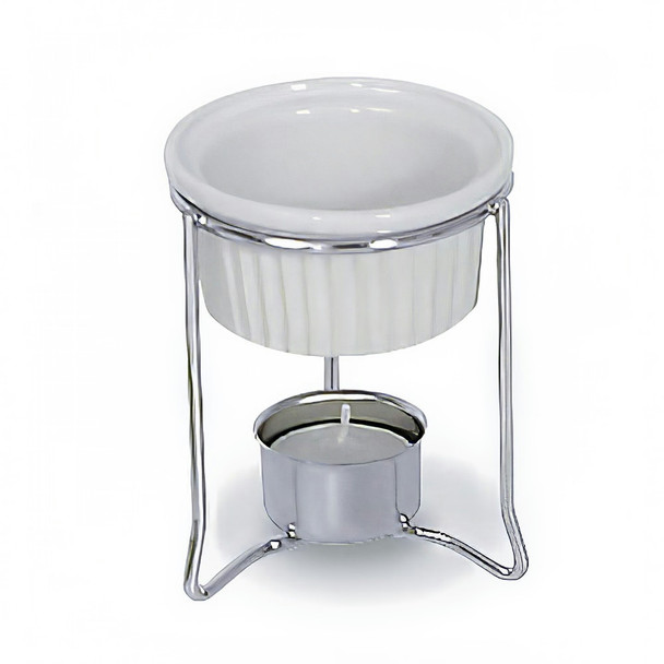 Browne 575767 Butter Warmer, 4 oz., Stoneware Pot and Chrome Frame