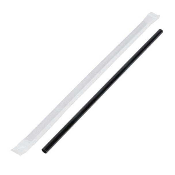 Jovials M9260012 Straws Jumbo 7.75", Black, Wrapped, (500/Pack)