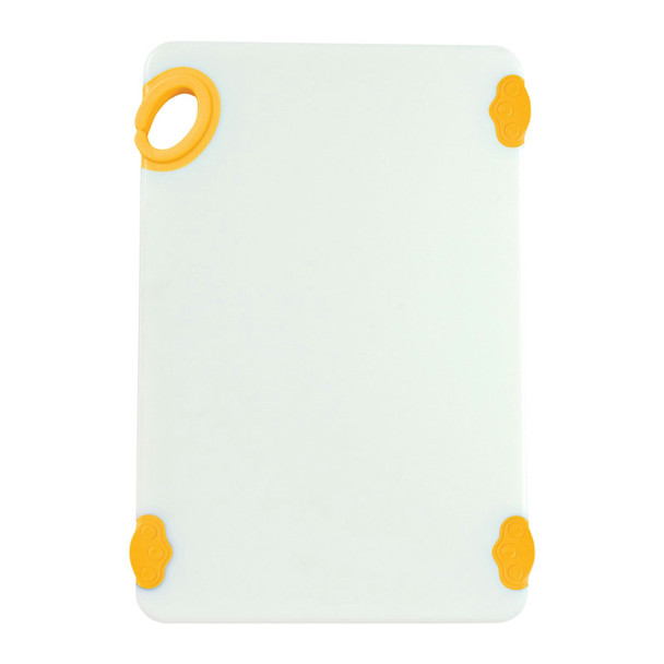 Winco CBN-1218YL Cutting Board, 12"x18"x1/2", White/Yellow, Grip Hook