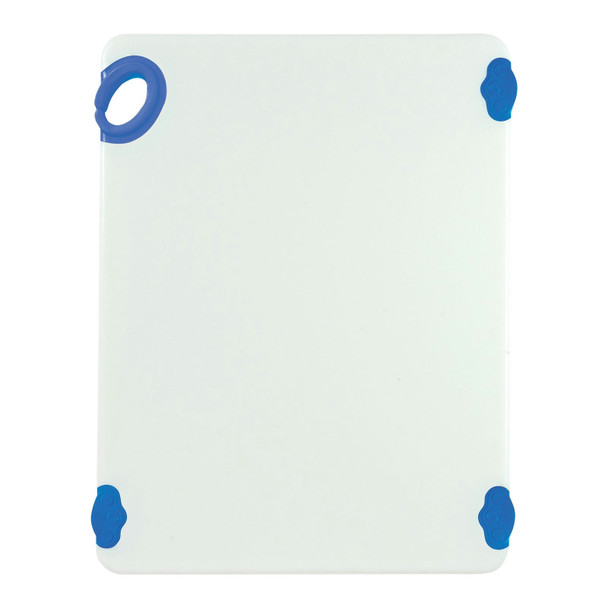 Winco CBN-1520BU Cutting Board, 15"x20"x1/2", White/Blue, Grip Hook