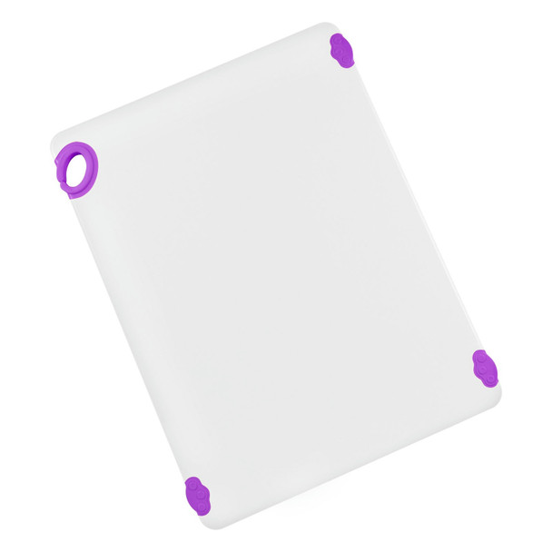 Winco CBN-1824PP Cutting Board, 18"x24"x1/2", White/Purple, Grip Hook