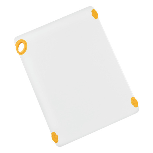 Winco CBN-1824YL Cutting Board, 18"x24"x1/2", White/Yellow, Grip Hook