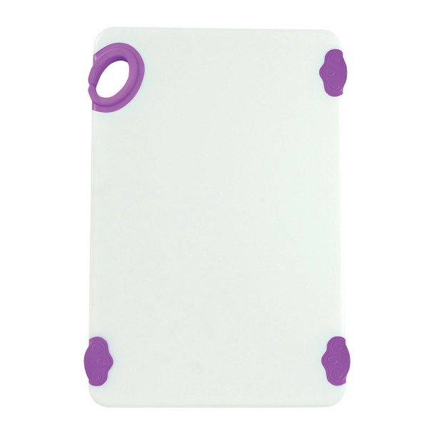 Winco CBN-1218PP Cutting Board, 12"x18"x1/2", White/Purple, Grip Hook