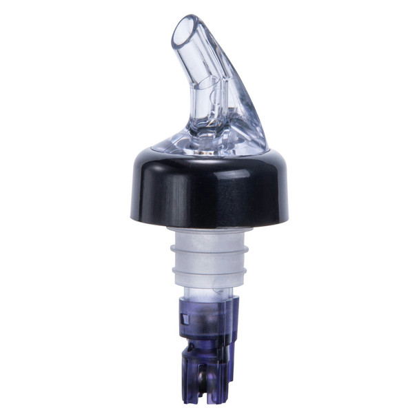 Winco PPA-113 Liquor Pourer, 1-1/8 oz, Black Collar, Clear Spout (12/Pack)