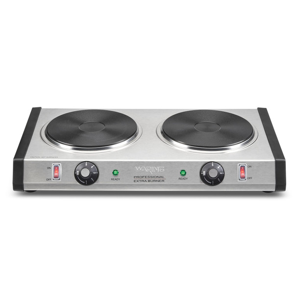 Waring WDB600X Countertop Electric Burner, 20-1/2", Double Burners, 120V, 1800W
