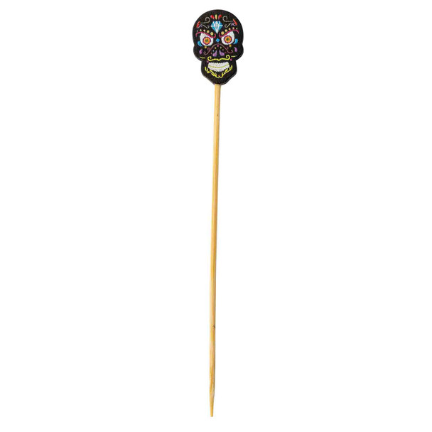 Tablecraft 13144 Decorative Picks, Skull Black, Bamboo, (100pcs/Pack)