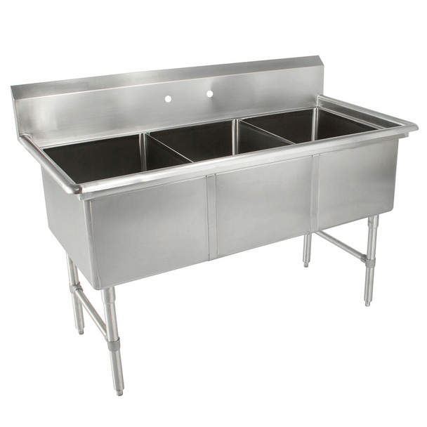 John Boos 3B184-X 3-compartment Sink, 59-1/8"W x 23-1/2"D x 44"H