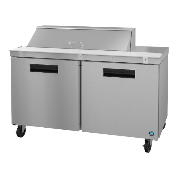 Hoshizaki SR60A-12 Refrigerator, Two Section Sandwich Prep Table, Stainless Doors