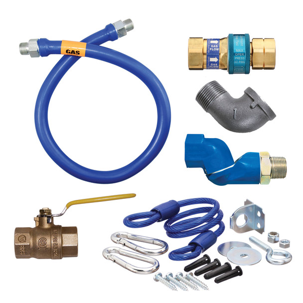 Dormont 1650KITS48 SnapFast 48" Gas Connector Kit with Swivel MAX, Elbow, and Restraining Cable - 1/2" Diameter Dormont 1650KITS48 SnapFast 48" Gas Connector Kit with Swivel MAX, Elbow, and Restraining Cable - 1/2" Diameter