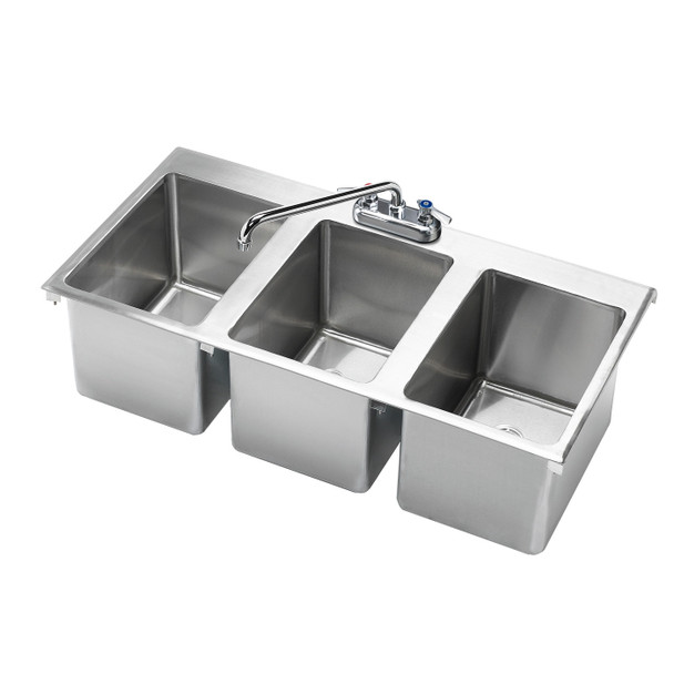 Krowne HS-3819 36" x 18" Three Compartment Drop-In Hand Sink