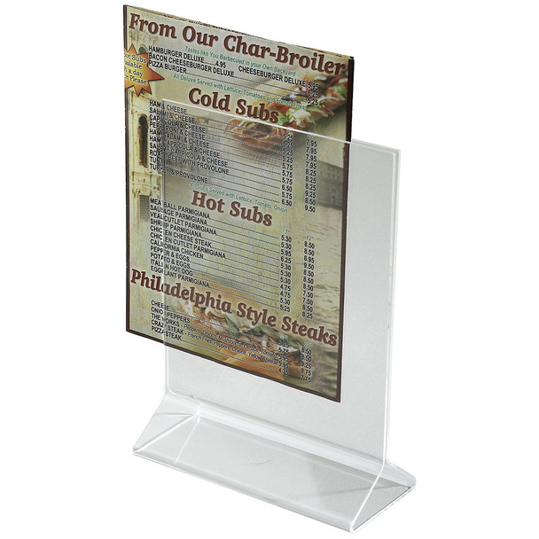 Winco ATCH-57 Double-Sided Clear Acrylic Menu Stand - 5" x 7" Winco ATCH-57 Double-Sided Clear Acrylic Menu Stand - 5" x 7"