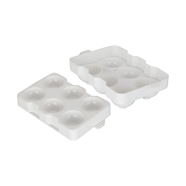 Winco ICCP-6W White Plastic 6 Compartment 2" Spherical Ice Mold