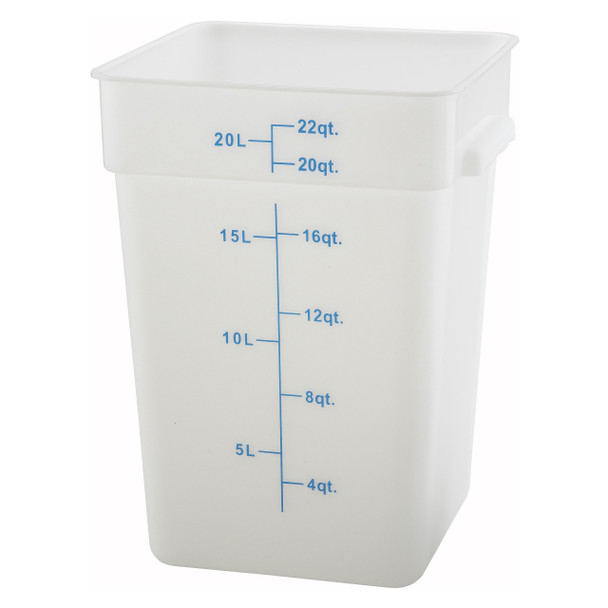 Winco PESC-22 22 Qt. White Polypropylene Square Food Storage Container Winco PESC-22 22 Qt. White Polypropylene Square Food Storage Container