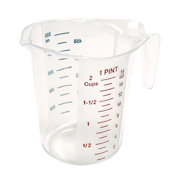 Winco PMCP-50 Polycarbonate Measuring Cup with Color Graduations - 1 Pint