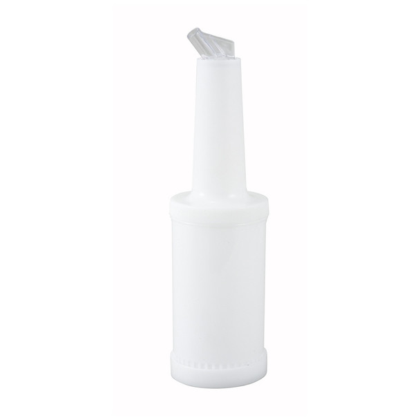 Winco PPB-1W 1 Qt. Pour Bottle with White Spout & Lid Winco PPB-1W 1 Qt. Pour Bottle with White Spout & Lid