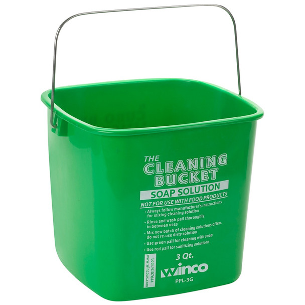 Winco PPL-3G 3 Qt. Green Cleaning Bucket